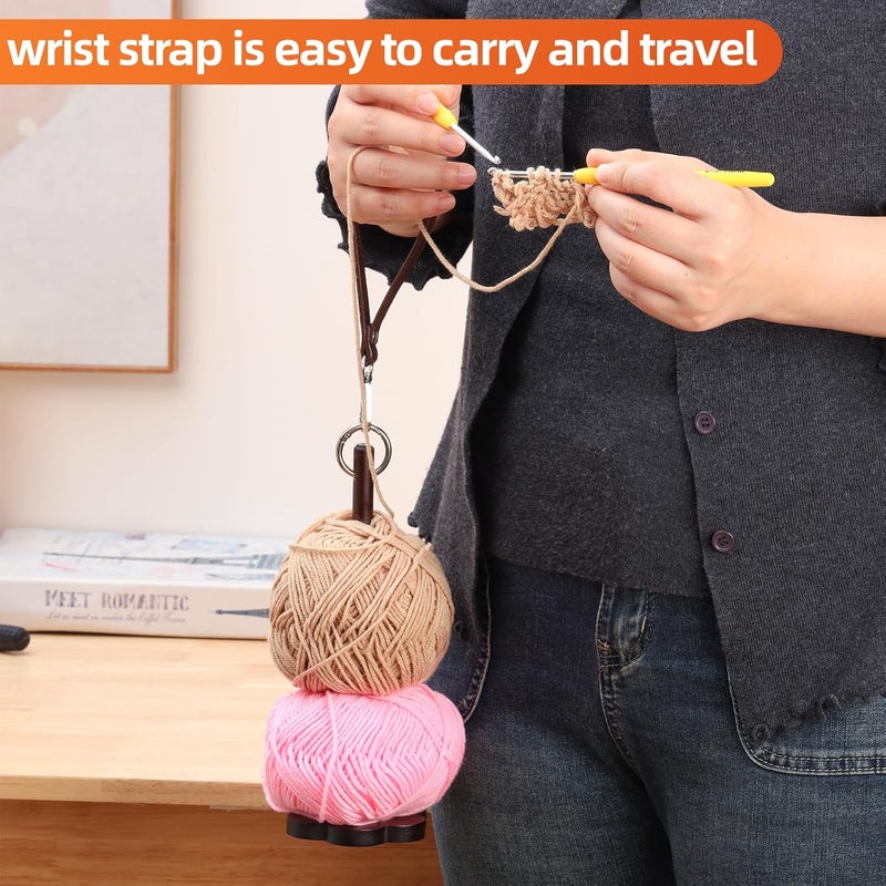 QABCYTA Yarn Holder for Crocheting， Magnetic Yarn Holder, Wood Rotary Yarn Spool Holder,Portable Wrist Yarn Holder, Holder Gifts for Crochet Lovers - Image 5